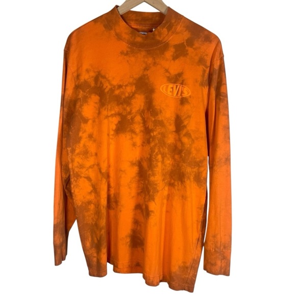 Levi’s Men’s Oversized Orange Tie Dye Mock Neck Long Sleeve Shirt Size-Small - Picture 1 of 3